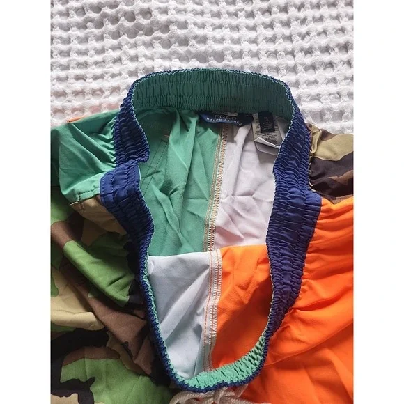 Polo Ralph Lauren Lined Board Shorts / Swim Trunks Men XL Camo Multi Orange READ - Picture 3 of 5